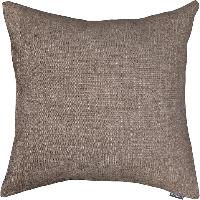 BOYSUM Set of 2 Leather Throw Pillow Covers Cotton Linen Decor Patchwork Pillow Cover Faux Leather Pillows Cover for Couch Sofa Living Room Bedroom,Coffee 24"x24"