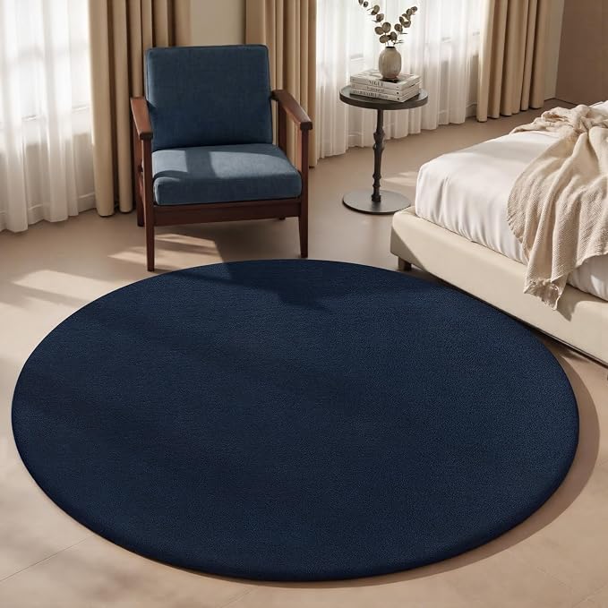Sour Lemon 4ft Round Rugs for Bedroom, Circle Area Rugs for Living Room, Soft Fluffy Shaggy Carpet for for Living Room Playroom Kids Room Home Decor Aesthetic