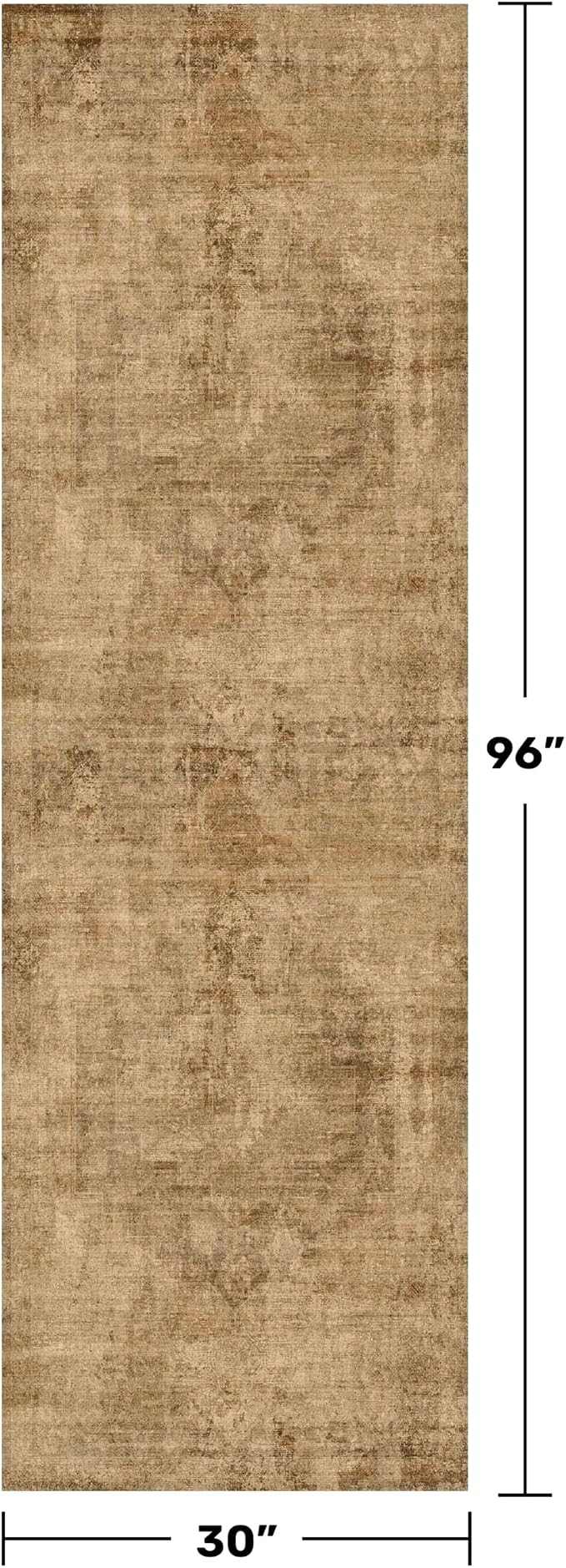 2'6"x8' Brown and Gold Kitchen Runner Rugs Non Skid Washable - 8ft Long Rugs for Hallway, Vintage Abstract Design Entryway Carpet, Neutral Dark Farmhouse Medallion Decor