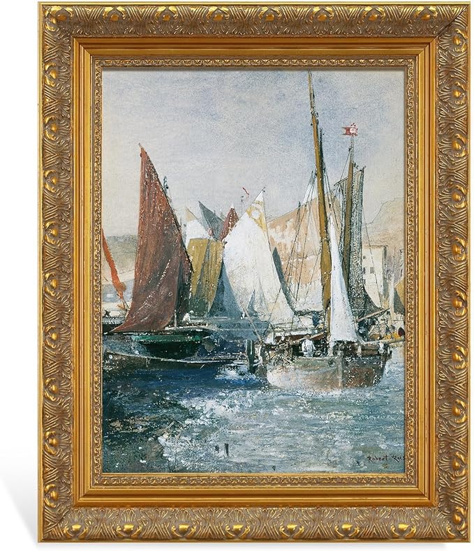 Rustic Wood Frame for 14x18 Canvas Painting, 2.4” Wide Antique Gold Designer Art Frame for Portrait Landscape Hotel Cruise Gallery Wall Decor Birthday Gift (No Cover&Backboard)