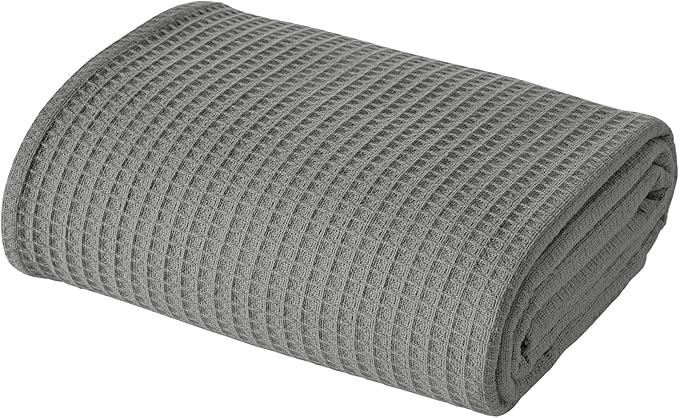 Modern Threads 100% Cotton Waffle Thermal Blanket, Dark Gray, Twin/Twin XL
