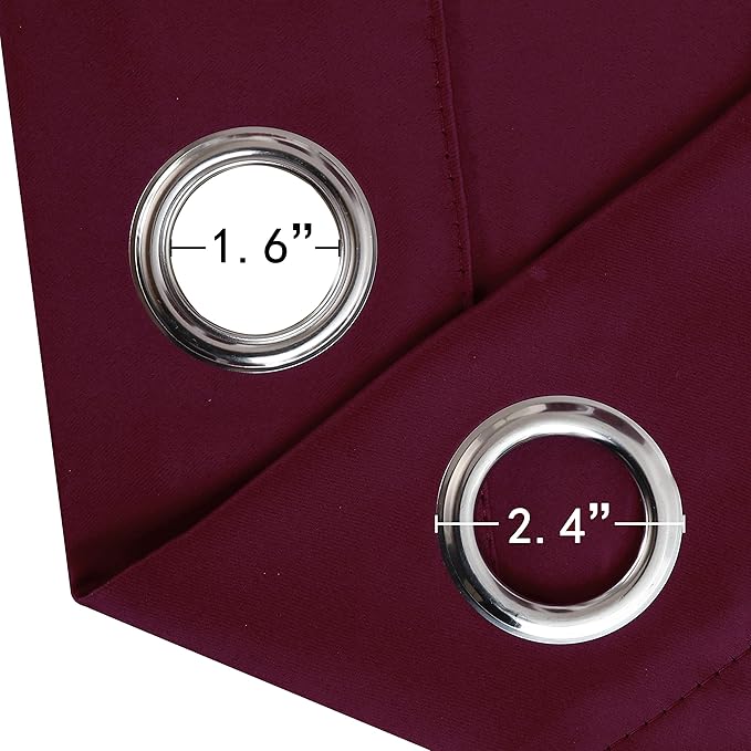 LEMOMO Burgundy Red Blackout Curtains 42 x 63 Inch Length/Set of 2 Curtain Panels/Thermal Insulated Room Darkening Blackout Curtains for Bedroom