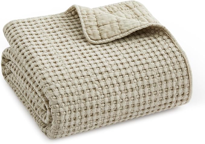 Levtex Home - Mills Waffle - Throw - Wheat Cotton Waffle - Throw Size 50 x 60in.