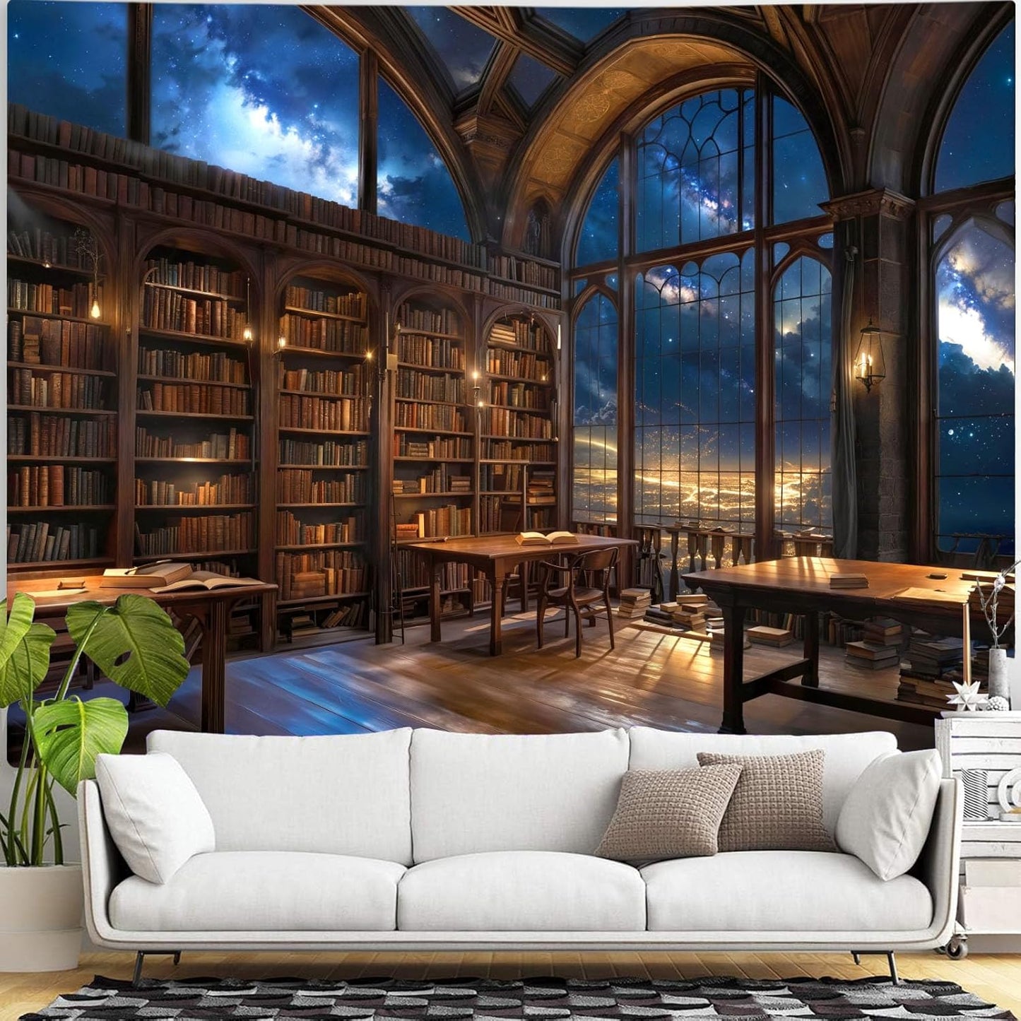 Accnicc Gothic Library Tapestry Vintage Medieval Bookshelf Tapestries Wall Hanging Fantasy Space Academia Book Large Tapestry for Bedroom Living Room Dorm Classroom 80 x 60 inch