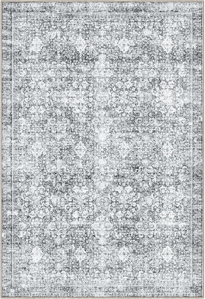 Sasttie 2x3 Rug, Ultra-Soft Washable Rug, Low Pile Foldable Thin Carpets with Non-Slip Backing, Skin-Friendly Stain Resistant Carpet for Living Room, Bedroom, Kitchen, Dorm, 2x3, Light Grey
