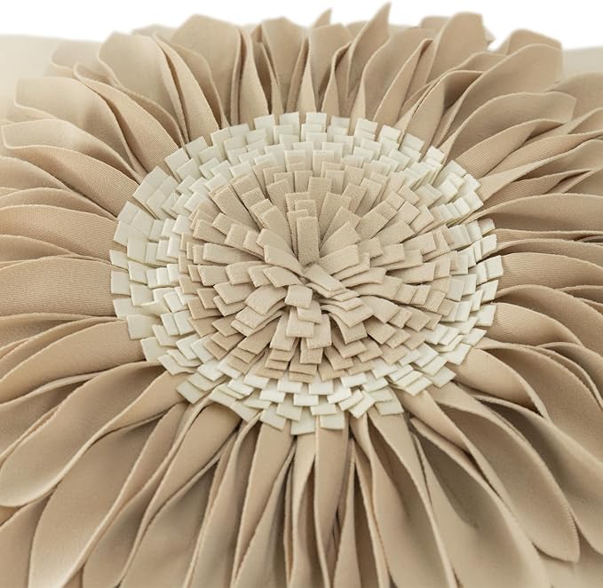 OiseauVoler 3D Sunflower Throw Pillow Cover Decorative Handmade Pillowcase Cushion Cover Case for Home Sofa Bed Living Room Decor 18x18 Inch Tan