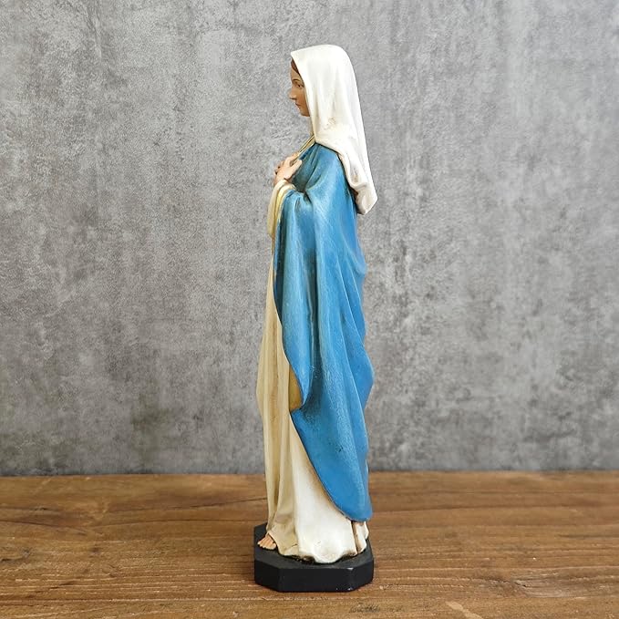 BC Catholic Immaculate Heart of Mary Figure, 6" H Blessed Holy Mother Virgin Mary Statue for Home, Religious Gifts to Mom，Devout Home Decor Classical Renaissance Sculpture Handpainted by Buildclassic