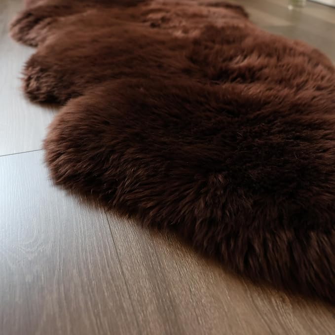 Sheepskin Rug, Fluffy Shaggy Area Rug, Super Soft 24‘’ x 72‘’ Sheepskin Hair Rug, Plush Rug, Decorative Rugs for Bedroom, Children's Room, Living Room (Brown, 24" x 72")