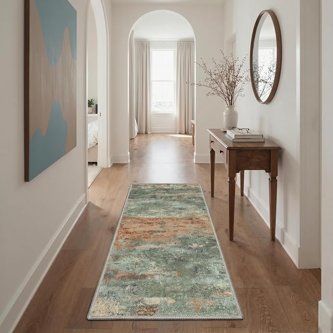 BEIMO 2x3 Rugs for Entryway Entrance Kitchen Bathroom, Machine Washable Rug Modern Abstract Soft Area Rug, Low Pile Indoor Floor Carpet with Non Slip Backing, Dusty Sage Green