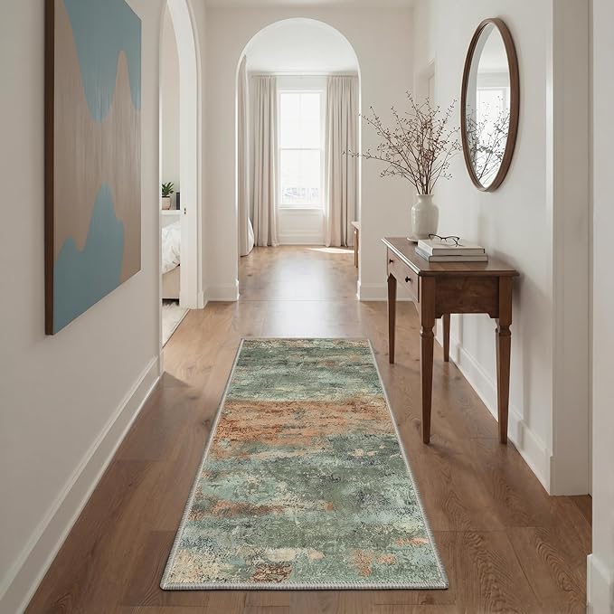 BEIMO Area Rugs 9x12 for Living Room Bedroom, Modern Abstract Machine Washable Rug, Large Soft Low Pile Floor Carpet with Non Slip Backing for Dining Room, Dusty Sage Green