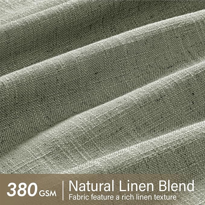 MIULEE Pinch Pleated Thick Linen Curtains 90 Inches Long 2 Panels for Living Room Bedroom, Linen Textured Memory Trained Pleat Drapes Back Tab Light Filtering Sage Green Window Curtains with Hooks