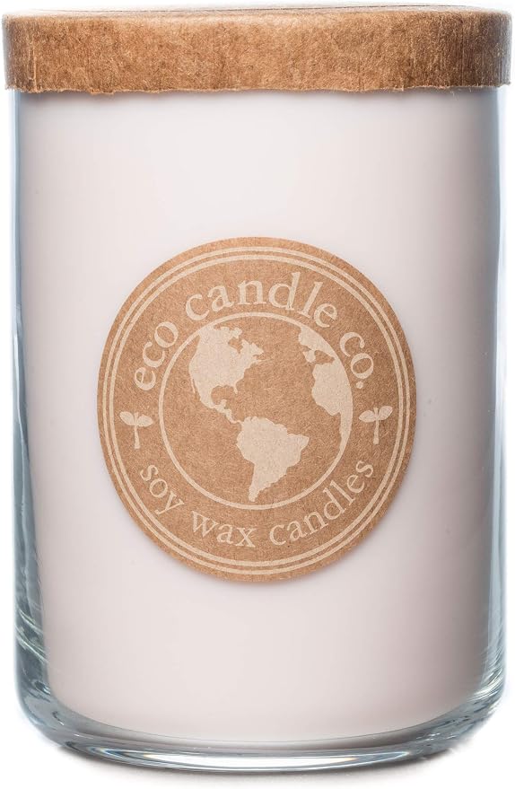 ECO CANDLE CO. Baby's Butt, 26 oz. Double Wick Recycled Glass Jar Candle | Scents of Lavender, Baby Powder, & Vanilla, No Lead, Kraft Paper Label & Lid, Hand Poured, Aromatherapy Gift, Clean Burning