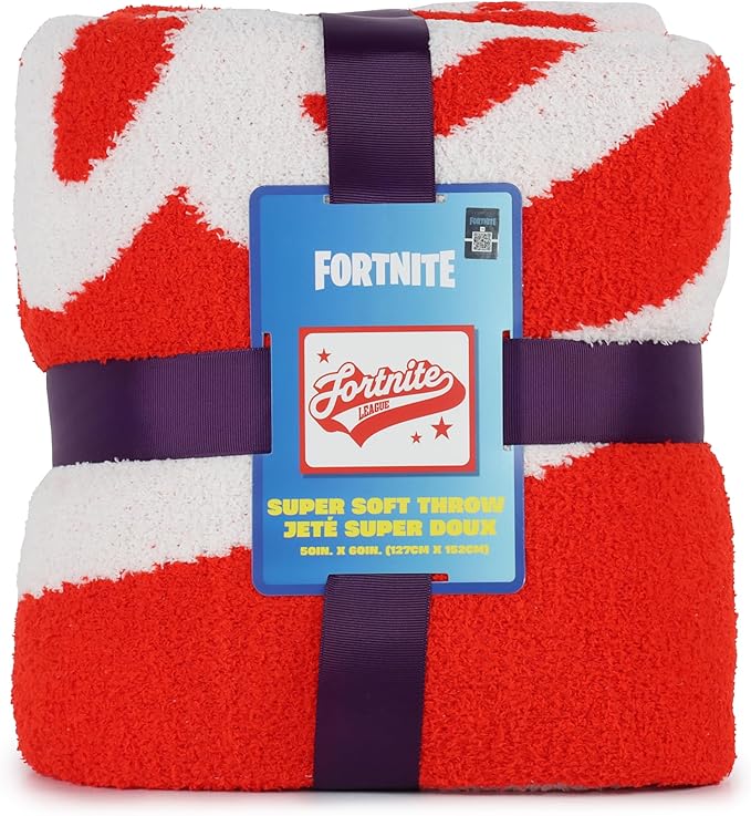 Jay Franco Kids Feather Knit Blanket – 50" x 60" Inch Soft & Cozy Plush Throw for Bedroom & Couch Décor, Official Licensed Product, White - Fortnite