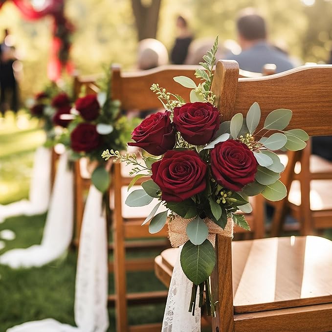 Auihiay 104PCS Burgundy Roses, Vivid Silk Velvet Artificial Roses, Lifelike Faux Roses for Bridal Bouquet, Home Decor, Valentine's Day, Wedding Centerpieces, Engagement Party