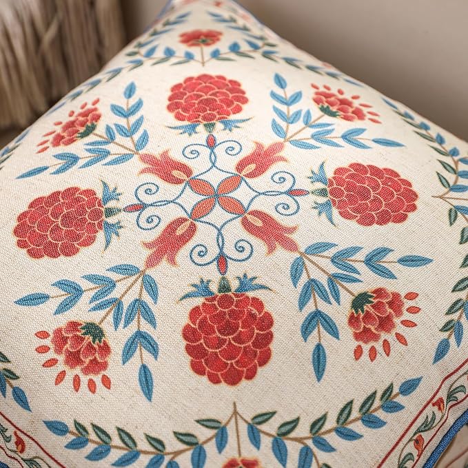 patdrea Designer French Vintage Linen Throw Pillow Cover,12"x20"-Puno D | Elegant Decorative Pillow Case with Zipper,Elegant Floral Pattern,Pillow Cover for Couch Living Room Bedroom Sofa