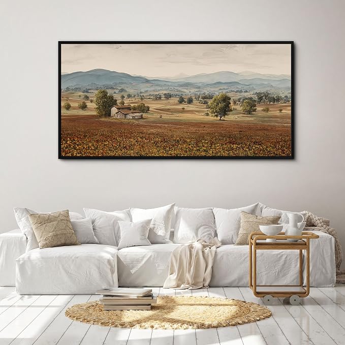 yiijeah Framed Artwork for Walls Extra Large Vintage Nature Earthy Wall Art landscape pictures Canvas Paintings Decor for Living Room Bedroom Entryway 48x24 Inches