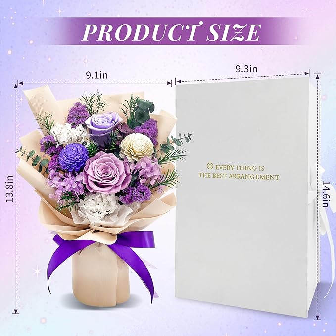QOEAZY Flowers for Delivery, Preserved Flowers Bouquet with Gift Box, Rose Gifts for Women Mom Grandma