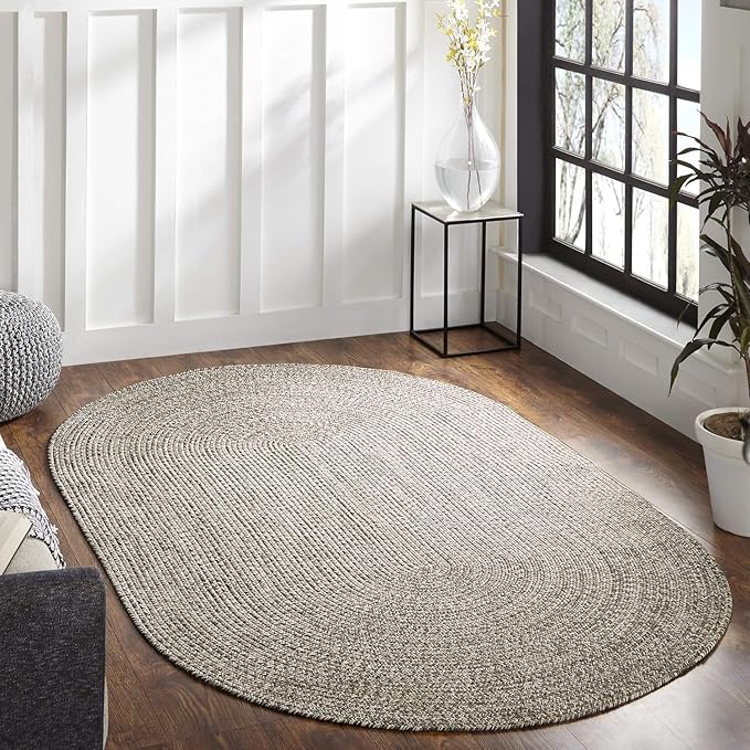 Superior Reversible Braided Indoor/Outdoor Area Rug, 2' x 8', Charcoal-White