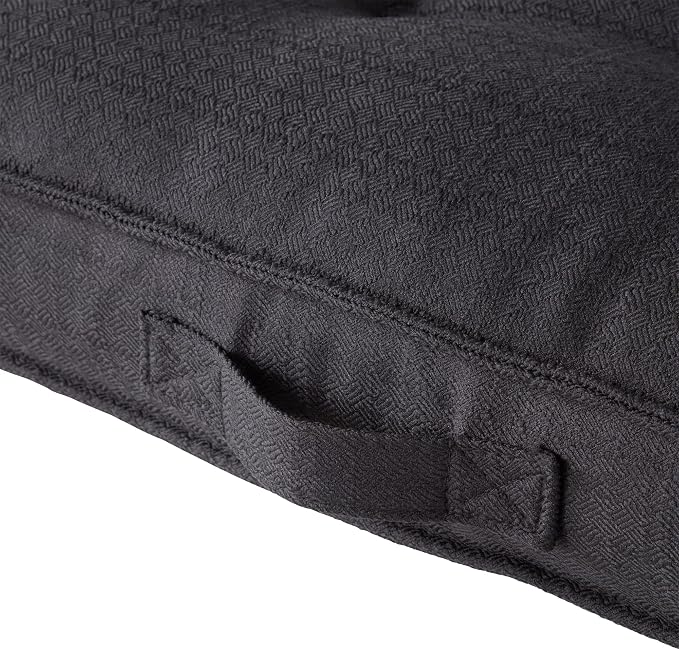 Square Tufted Floor Pillow with Removable Cover, Black, Small (24")