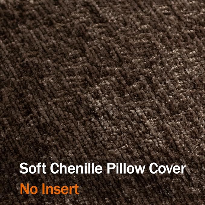 DEZENE Pack of 2 Chocolate Brown Decorative Throw Pillow Covers 16x16 Cozy Soft Chenille Accent Vintage Square Couch Pillow Covers for Home Decor Bed Sofa Living Room