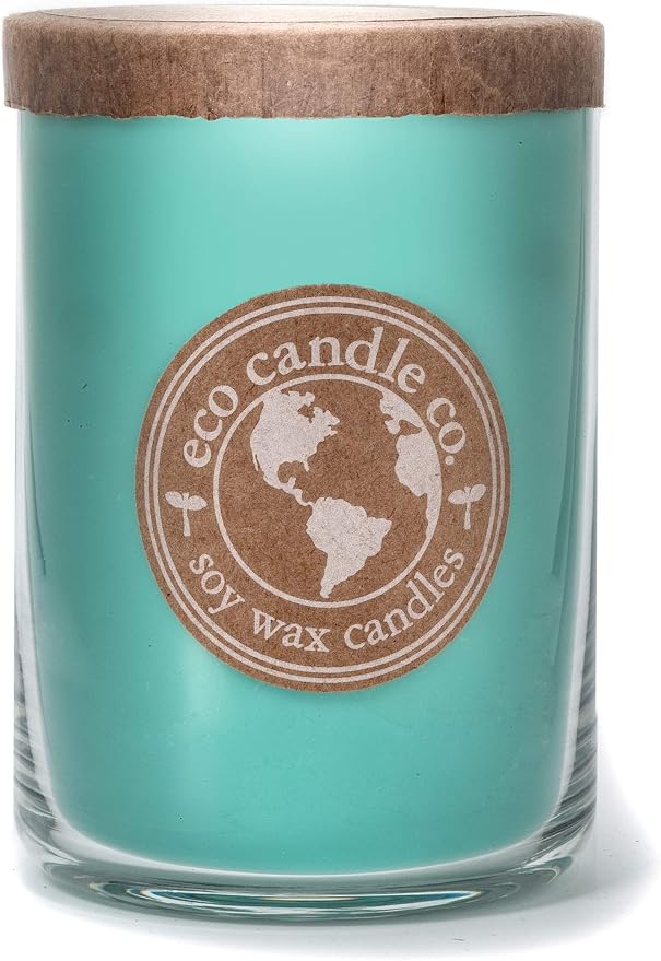 ECO CANDLE CO. Recycled Candle, Ocean Waves, 26 oz. - Scents of Marine Air, Citrus, & Musk - 100% Soy Wax, No Lead, Kraft Paper Label & Lid, Hand Poured, Made from Midwest Grown Soybeans