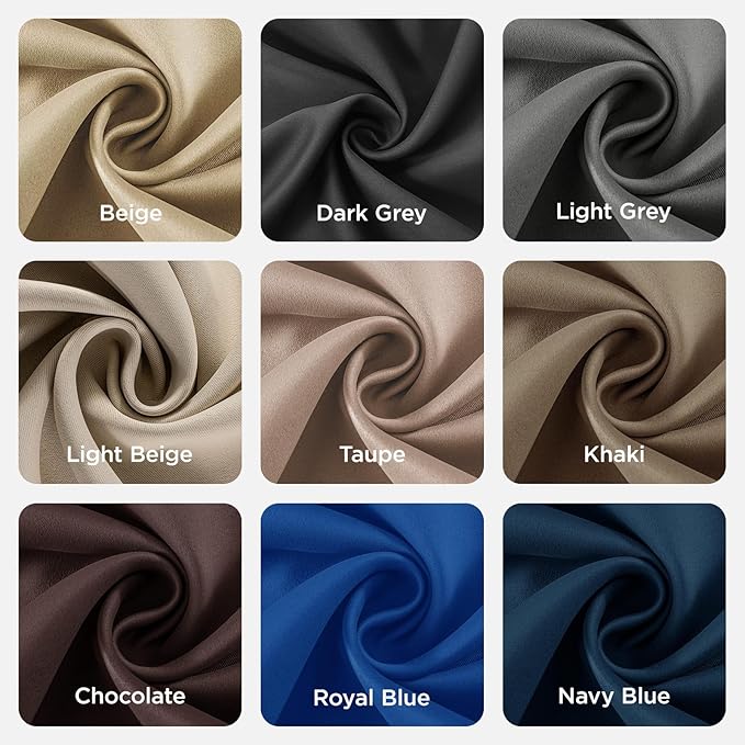 Joydeco Blackout Curtains 72 Inch Length 2 Panels Set, Thermal Insulated Long Curtains& Drapes 2 Burg, Room Darkening Grommet Drapes for Living Room Bedroom Window (W52 x L72 Inch, Beige)