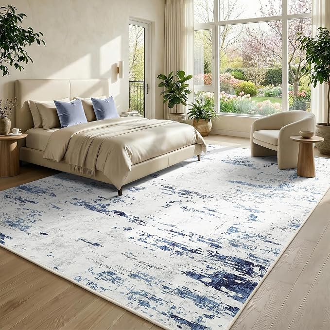 GarveeHome 8x10 Abstract Area Rug, Washable Soft Low Pile Non Slip Accent Rug for Living Room, Bedroom, Dining Room, Modern Neutral Indoor Carpet