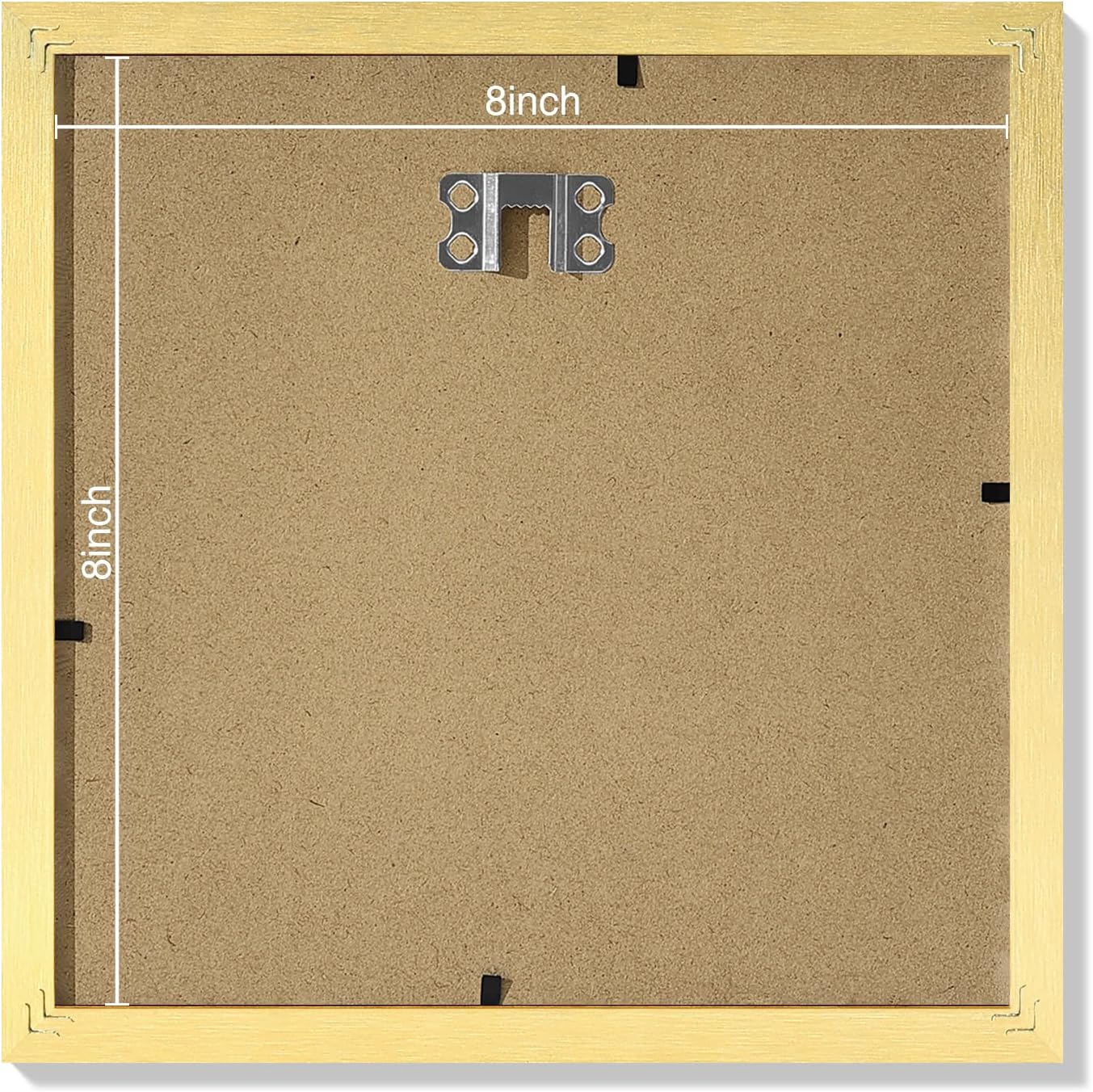 Vittanly 8x8 Picture Frames Set of 9, Shatter Resistant Plexiglass, Display 4x4 Pictures with Mat or 8x8 without Mat, Photo Frames for Wall Mount, Engineered Wood, Gold