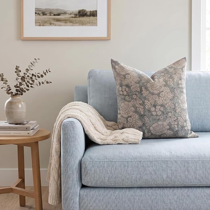 Linen Throw Pillow Covers 20x20 inch Gray Decorative Pillow Covers for Living Room, Bedroom
