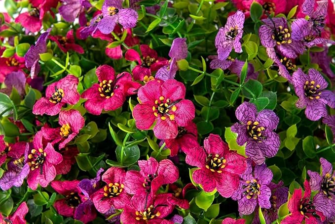 HyeFlora 2 Set Artificial Outdoor Flowers Hanging Basket, Faux Hanging Plants for Outside Spring Decoration, Fake Silk UV Resistant Look Real Daisy for Porch Patio Home Decor