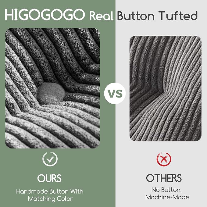 HIGOGOGO Papasan Chair Cushion with Corduroy Cover (Without Chair), 48 x 48 Inch Supportive Cushion, Overstuffed Chair Cushion,Dark Grey