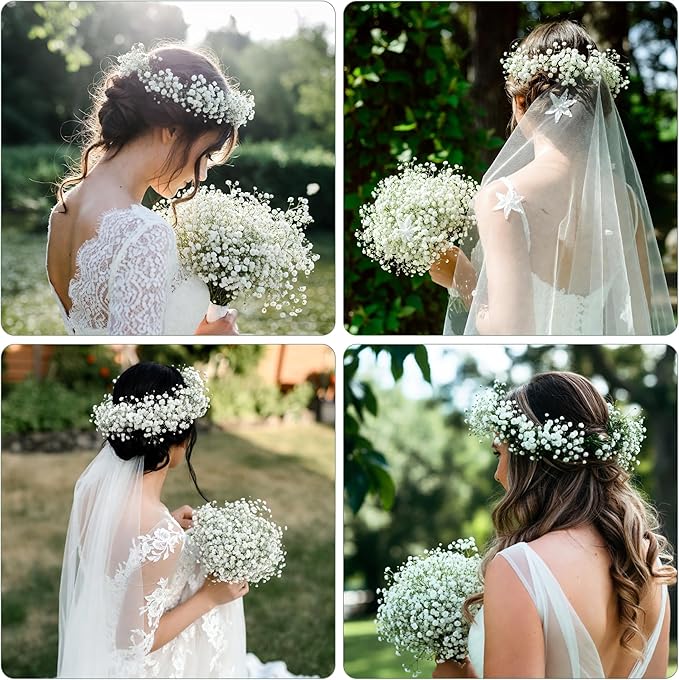 Babys Breath Artificial Flowers, 30 pcs White Flowers Artificial Real Touch Faux Flowers Bouquet Look Real Fake Flowers for Wedding Party Home Garden Tables Centerpieces Office Arrangements Decoration