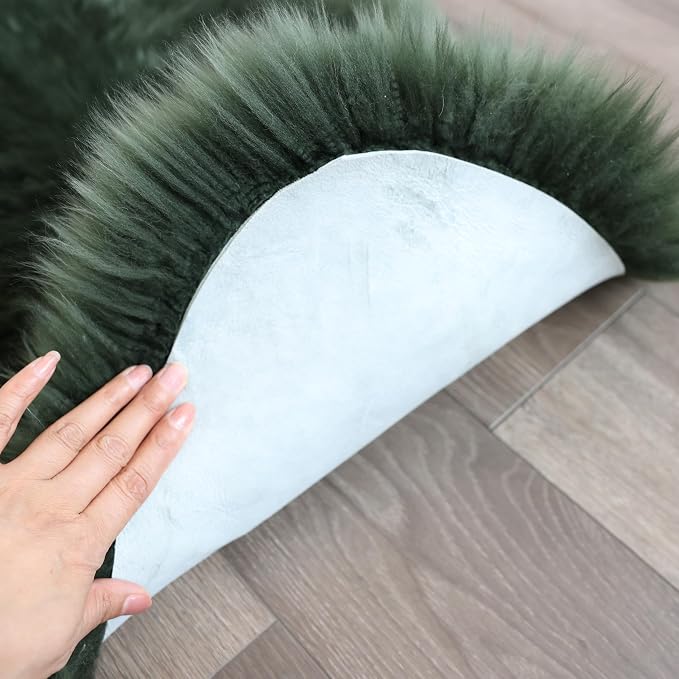 Sheepskin Rug, Fluffy Shaggy Area Rug, Super Soft 24‘’ x 72‘’ Sheepskin Hair Rug, Plush Rug, Decorative Rugs for Bedroom, Children's Room, Living Room (Forest Green, 24" x 72")