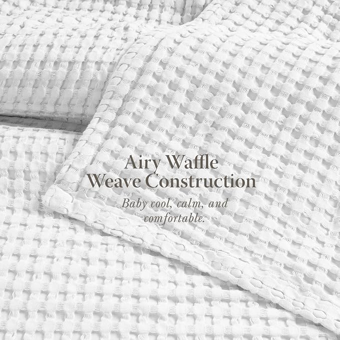 Threadmill Cooling Waffle Baby Blanket | Made from Rayon Derived from Bamboo | Breathable Swaddle Blankets for Newborns | 41 x 37 Inches|Ultra-Soft Baby Wrap for Boys & Girls|Registry Essential| White