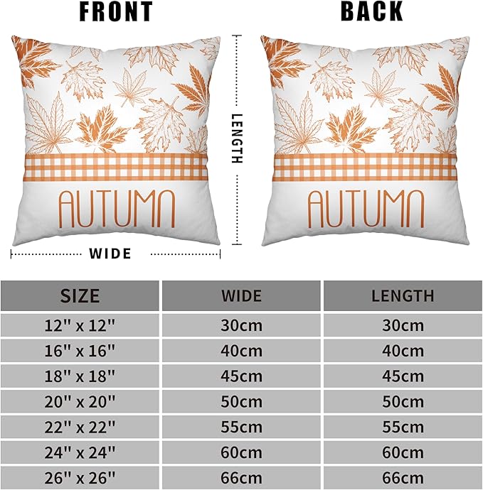 Hello Fall Pillow Covers Burnt Orange Maple Leaves Pumpkin Throw Pillow Covers 20x20 Set of 2 Autumn Pillowcase Double Sided Printing Cushion Case for Home Decor Couch Sofa