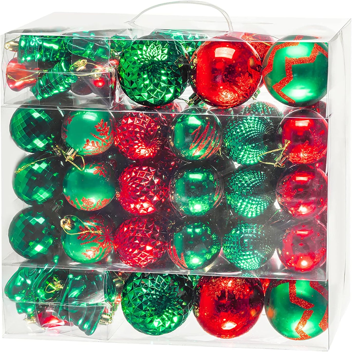 116Pcs Green and Red Christmas Ball Ornaments, Shatterproof Christmas Hanging Decoration Set with Gift Box, Assorted Decorative Baubles Set for Xmas Tree/Home/Wedding/Party/Holiday (Red & Green)