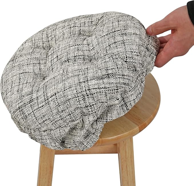 SINOSSO Modern Bar Stool Cushion Dia.13, Fashion Interweaving Design Anti-Skid Silicone Round Stool Seat Cushion Cover Padded (White, M,1)
