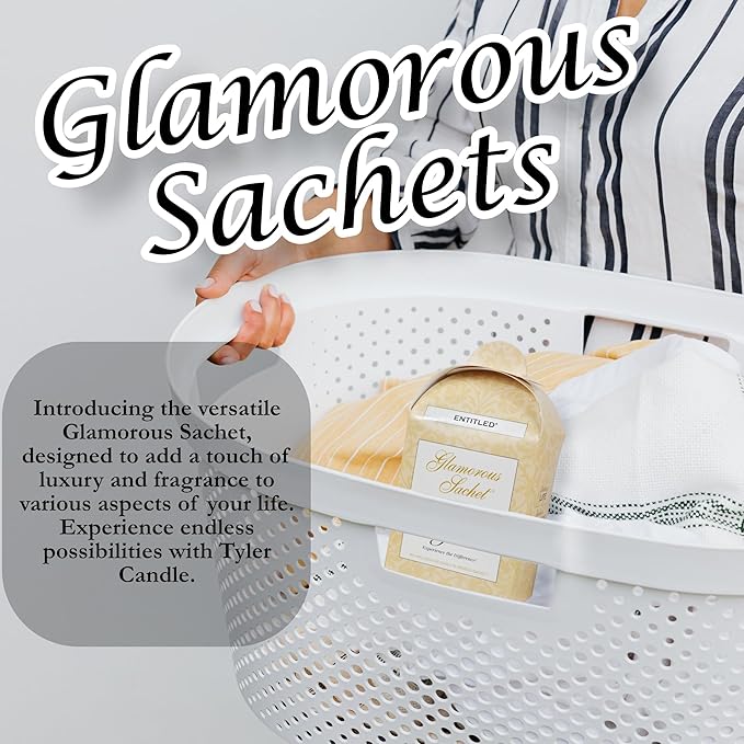 Tyler Candle Entitled Dryer Sachets, 8 Glamorous Reusable Sachets, 2 Pack (4 per Pack) Bundle with Lumintrail Stain Remover Pen, Home Laundry Softener Sheets, Scent for Clean Fabric Detergent Beads