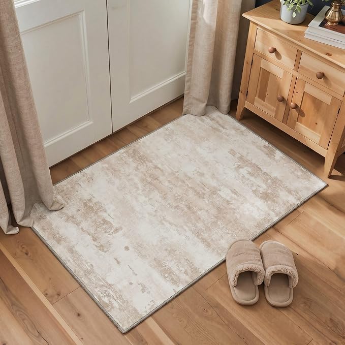 BEIMO Area Rugs 6x9 for Living Room Bedroom, Modern Abstract Machine Washable Rug, Large Soft Low Pile Floor Carpet with Non Slip Backing for Dining Room, Oat Beige