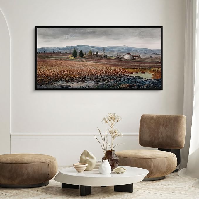 yiijeah Framed Artwork for Walls Extra Large Vintage Nature Earthy Wall Art Scenic Canvas Paintings Decor for Living Room Bedroom Entryway 48x24 Inches