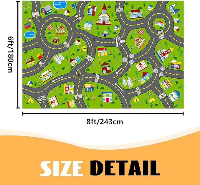 Car Rugs for Kids Room, Traffic Kids Rugs for Playroom Educational Learning Green Car Road Rug Decorate Nursery Toddler Classroom Preschool Living Room, 6x8 Feet
