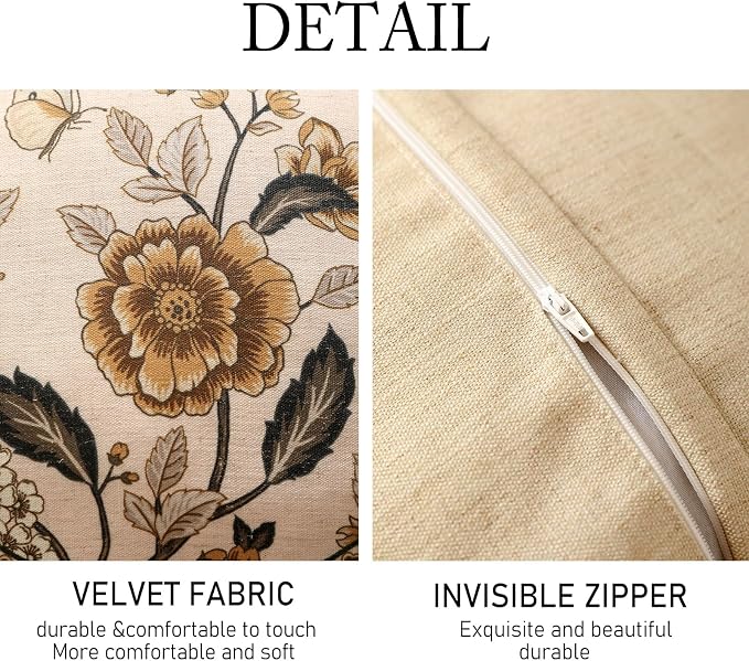 ISAENNE Vintage Linen Throw Pillow Cover,Set of 2,Diameter 16"-Murad D | Designer French Pillow Cover,Concealed Zipper Design,Sofa,Bedroom,Living Room,Lounge Chairs,All Season Home Decor