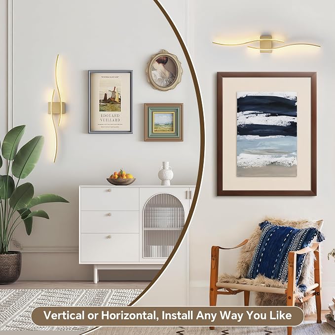 Battery Operated Wall Sconce Set of 2, Dimmable Modern LED Wireless Wall Light with Remote Control, Sconce Wall Decor for Living Room, Hallway, Quick Install, No Electrician Required