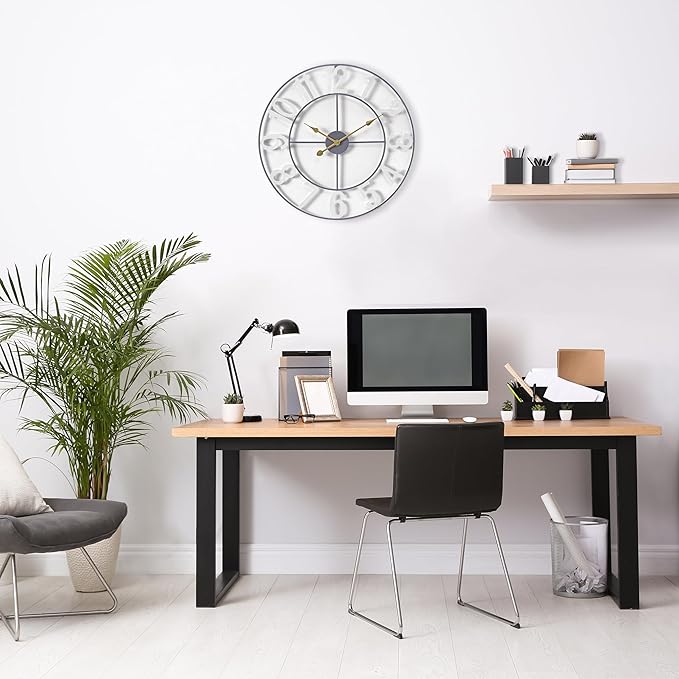 Sorbus Large Wall Clock for Living Room Decor - Wall Clock for Kitchen - 16 inch Big Wall Clock Decorative - Metal Wall Art - Analog Large Clock for Bedroom, Home, Kitchen, Office, Wall Decor (White)