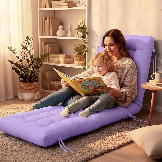 Vercraft Long Floor Cushion Large Floor Cushion with Brushed Cotton 74.8 x 27.5 x 3.15 in Jumbo Lounger Pillow for Outdoor Indoor Bay Window Meditation Yoga Reading Sleeping(1 Pc,Purple)