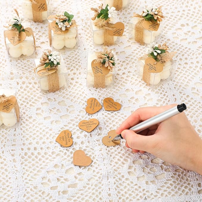MTLEE Mini Bubble Candles Wedding Favors Gifts for Guests 1.57" x 1.38" Bubble Candles with Cards Dried Flowers DIY Gift Set for Baptism Party Bridal Shower Thank You Gifts(Gold Foil,30 Sets)