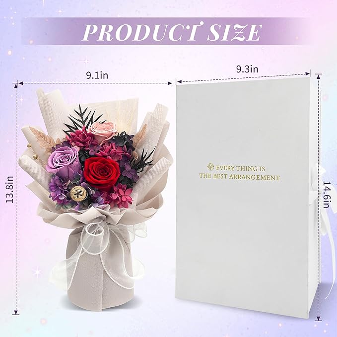 QOEAZY Flowers for Delivery, Preserved Flowers Bouquet with Gift Box, Rose Gifts for Women Mom Grandma