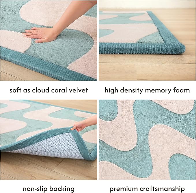 Hakuna Matte CloudRise Baby Play Mat for Floor 60" x 80" Waves – Coral Velvet Memory Foam Rug for Crawling & Cozy Play – Non-Slip, Water-Resistant, Easy-CareTummy Time Mat, Playmat for Playpen