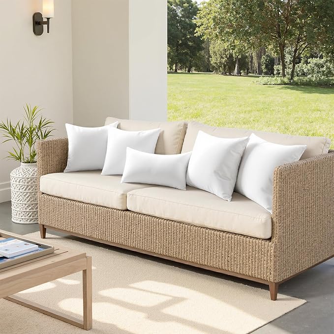 MIULEE 20x20 Outdoor Pillows,Set of 2 Throw Pillows Waterproof,Soft Support Throw Inserts Decorative Water Resistant for Patio Furniture and Garden