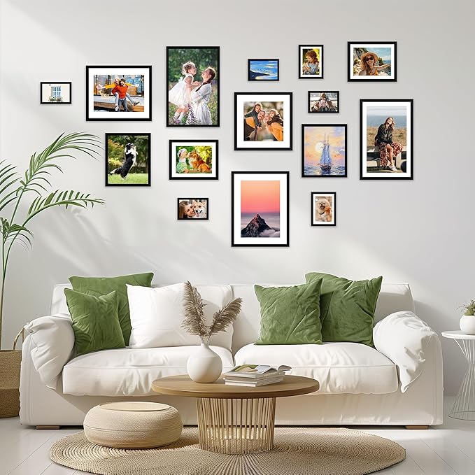 12x12 Picture Frame 2 Pack, Black Photo Frames Collage for Wall Hanging, 12 x 12 Square Wall Gallery Poster Frame with Clear Plexiglass, Display Pictures 8x8 with Mat or 12x12 Without